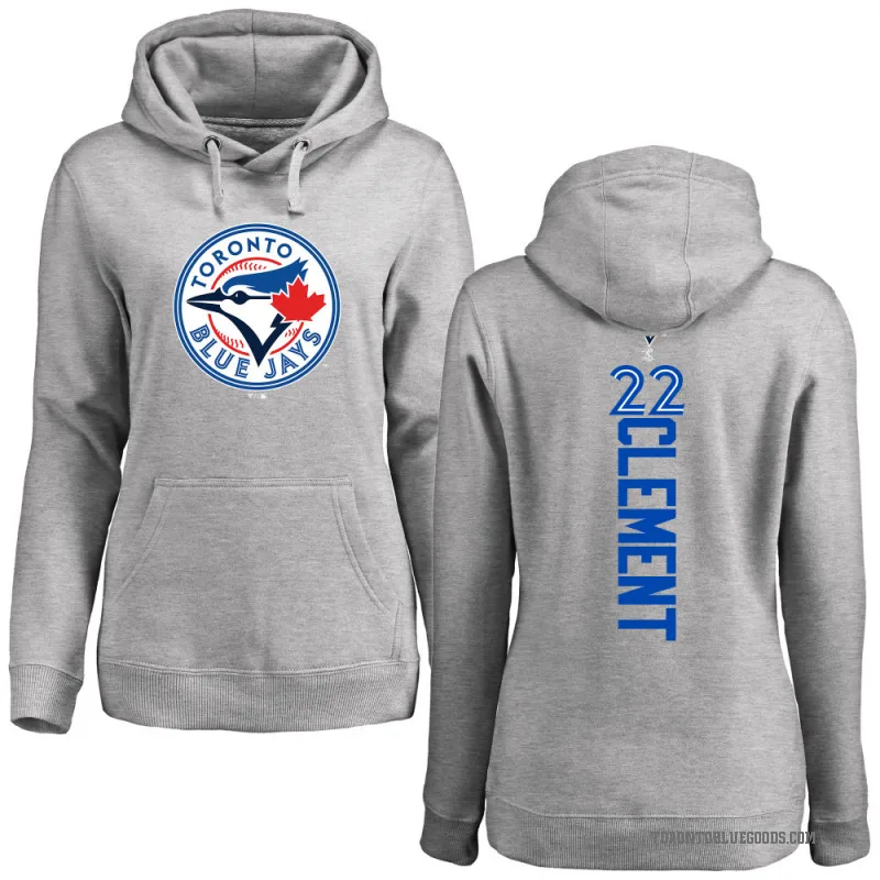 Ernie Clement Women's Toronto Blue Jays Ash Backer Pullover Hoodie